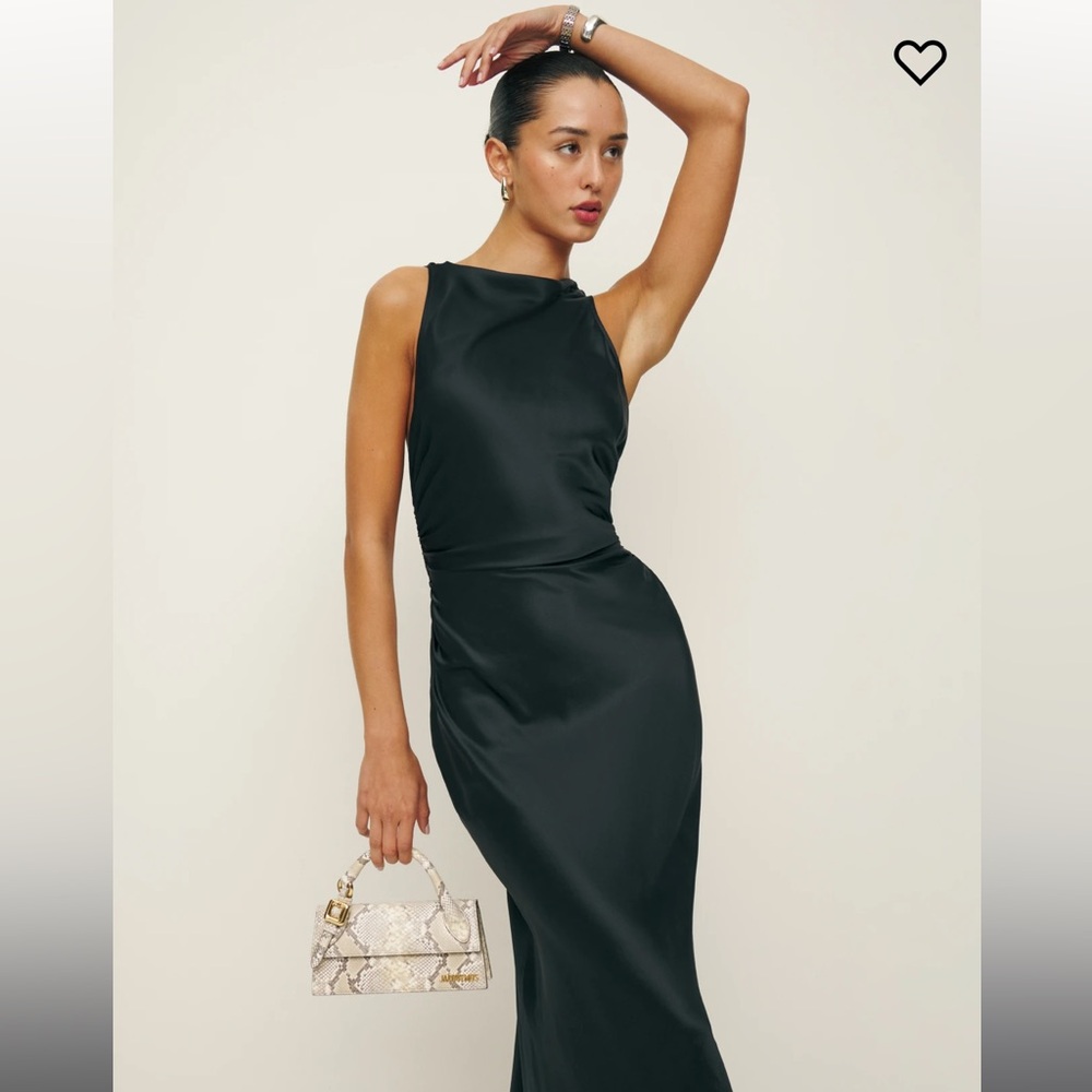Reformation Casette dress silk dress in black